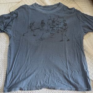 American Eagle Oversized Slate Blue Skeleton Band Graphic Tee